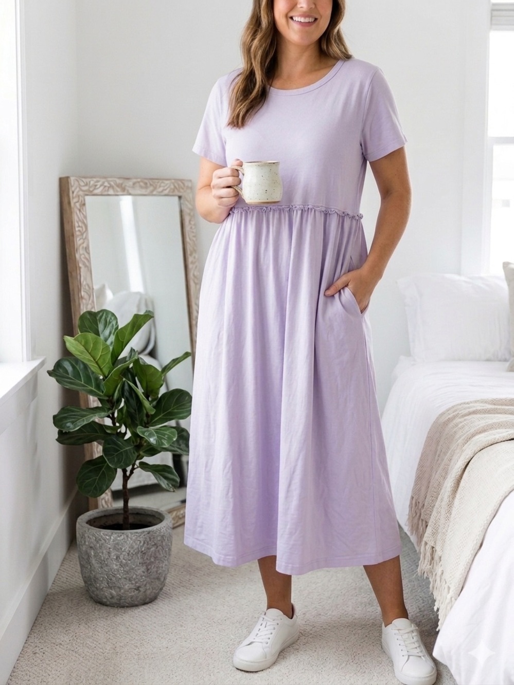 J. Jill Vintage Lavender T-Shirt Dress with Pockets